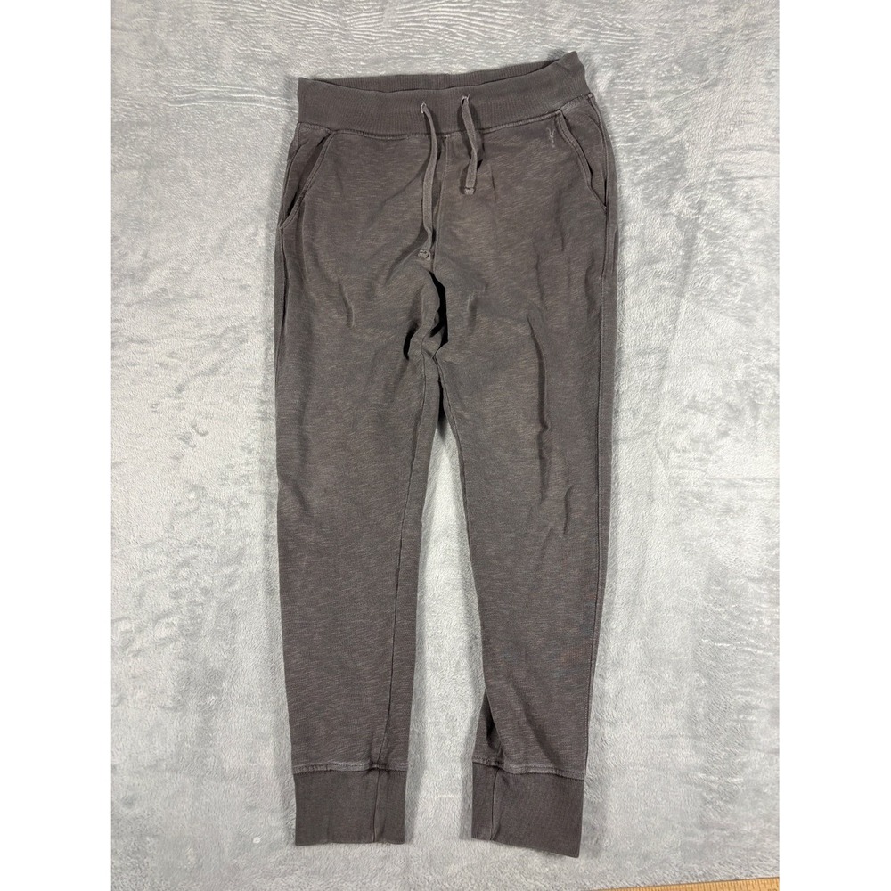 AllSaints Mens Jogger Sweatpants L Gray Embroidered Drawstring Elastic Waist